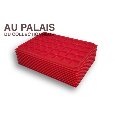 .Plateaux plastique rouge alvéoles carrées X10 LOT N°M08