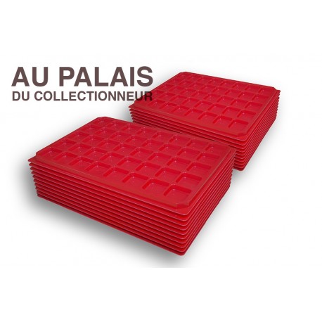 .Plateaux plastique rouge alvéoles carrées X100 LOT N°M43