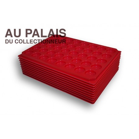 .Plateaux plastique rouge alvéoles rondes X10 LOT N°M 3
