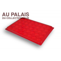 .Plateau plastique rouge rondes avec couvercle X1 LOT N°M76