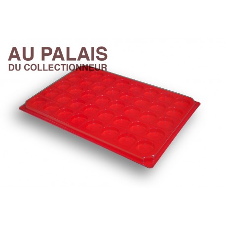 .Plateau plastique rouge rondes avec couvercle X1 LOT N°M76