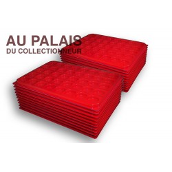 .Plateaux plastique rouge rondes avec couvercles X100 LOT N°M78