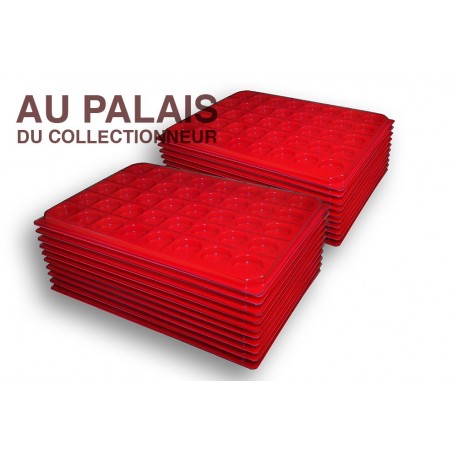 .Plateaux plastique rouge rondes avec couvercles X100 LOT N°M78