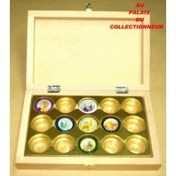 .COFFRET BOIS 15 CASES LOT N°M93