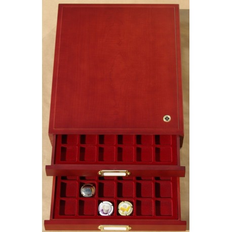 .Coffret empilable en bois nervuré façon acajou HMB LOT N°M68